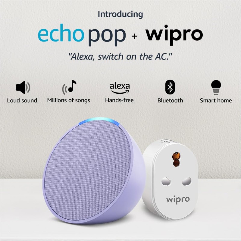 Amazon Echo Pop| Smart speaker with Alexa and Bluetooth| Full sound, balanced bass, crisp vocals| Black