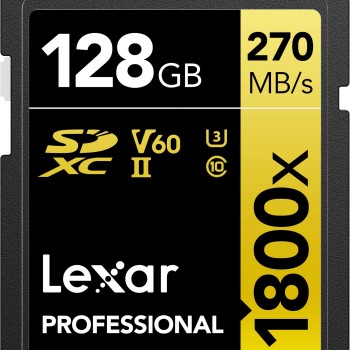 Lexar LSD1800128G-BNNNG Professional 1800x 128 GB SDXC Class 10 270 MB/s  Memory Card Compatible with Camera