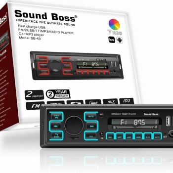 Sound Boss SB-49 Charge Pro+ DUAL USB Bluetooth Wireless With Phone Caller Id Receiver Universal Car Stereo (Single Din)