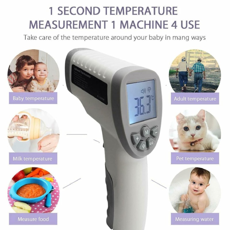 Cloc SK-T008 Infrared Thermometer Gun | Non-Contact Digital Thermometer | Fast & Accurate Body Temperature Measurement | Fever Alert | LCD Display