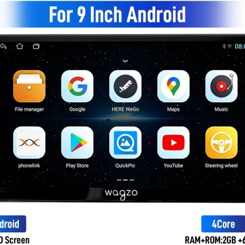 Wagzo 9 Inch Car Android Play TS7 2GB+64GB,4th Gen,4 Core,IPS Display|WAP-36 Car Stereo (Double Din)