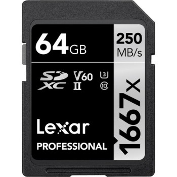 Lexar Professional 1667x SD Card 64GB, SDXC UHS-II Memory Card