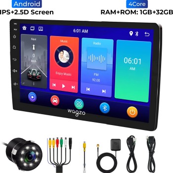 Wagzo 9 Inch CarAndroid TS7,1GB+32GB,4th Gen,4Core, IPS Display With Led Camera|WAP-47 Car Stereo (Double Din)