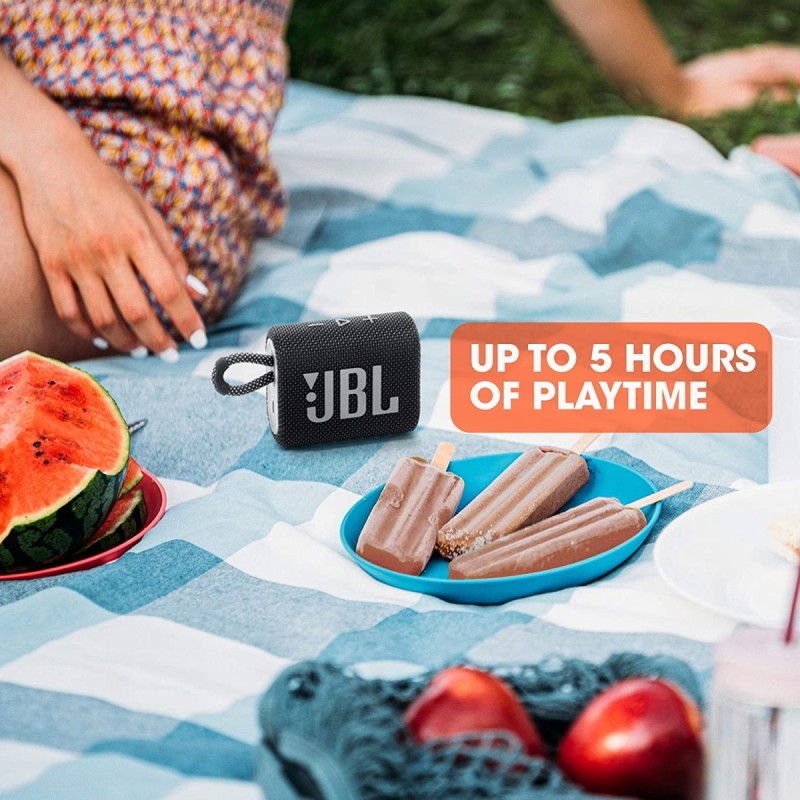 JBL Go 3 Wireless Portable Bluetooth Mini Speaker, Small Speaker with Pro Sound, Vibrant Colors with Rugged Fabric Design, Lightweight IP67