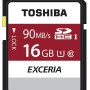 TOSHIBA THN-N302R0160A4 Exceria 16 GB SDHC Class 10 90 MB/s  Memory Card Compatible with Camera