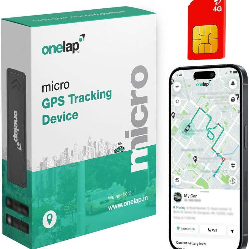 Onelap Go onelap Micro Wired GPS Tracker for Car, Bike, EV Scooty Truck with Engine ON/Off Alerts GPS Device (Black)