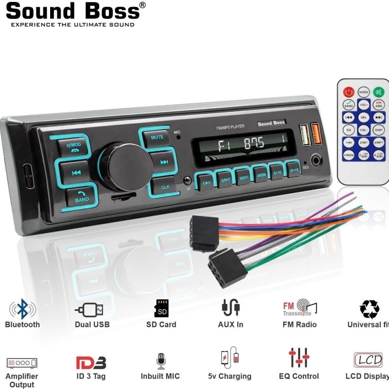 Sound Boss SB-49 Charge Pro+ DUAL USB Bluetooth Wireless With Phone Caller Id Receiver Universal Car Stereo (Single Din)
