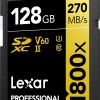 Lexar LSD1800128G-BNNNG Professional 1800x 128 GB SDXC Class 10 270 MB/s  Memory Card Compatible with Camera