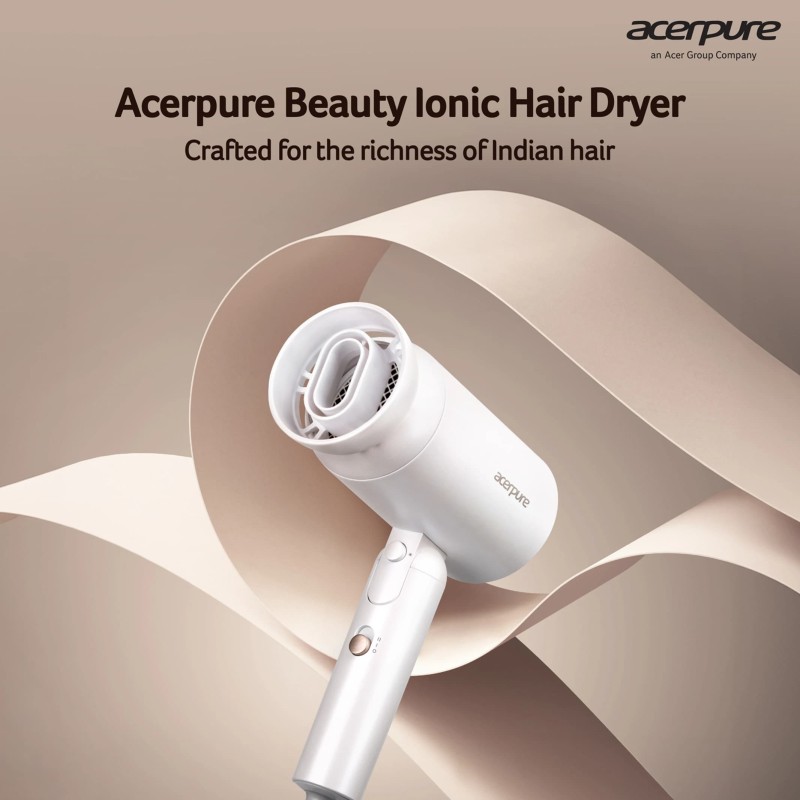 Acerpure Beauty Ionic | Ultra Quick Dry | 3 Speed Cool Shot Hair Dryer (1800 W, White)