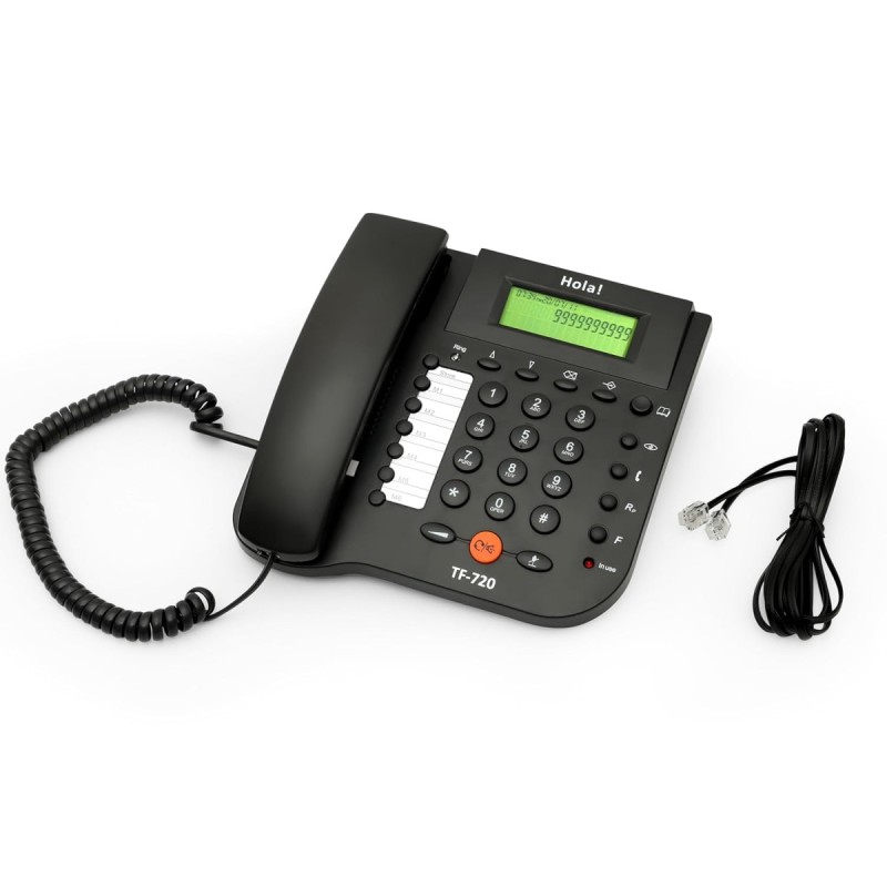 HOLA TF 720 Corded Landline Phone with Caller ID Display, Redial Function, Adjustable Ringer Volume, Wall Mountable Design
