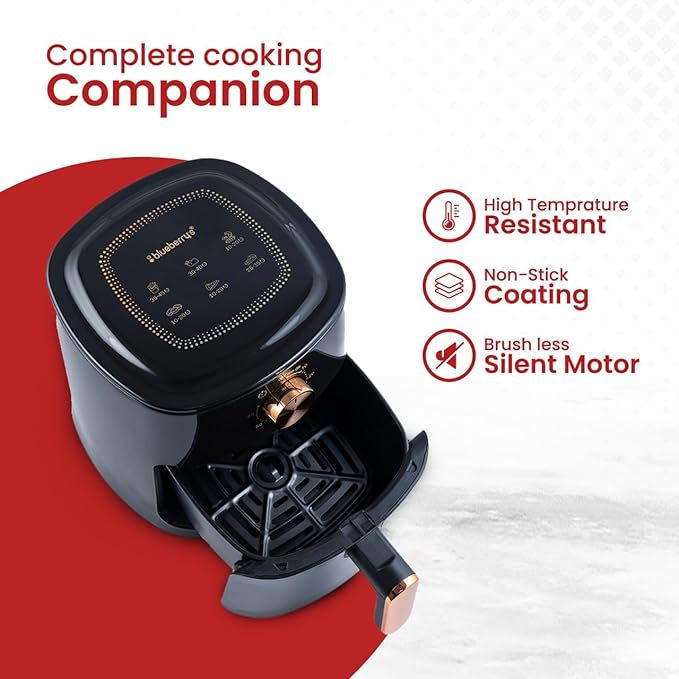 Kenstar Aster Pro 4.2L Air Fryer | Large Capacity 4.2 Litre | Oil-Free Cooking | Rapid Air Technology | Adjustable Temperature Control Black