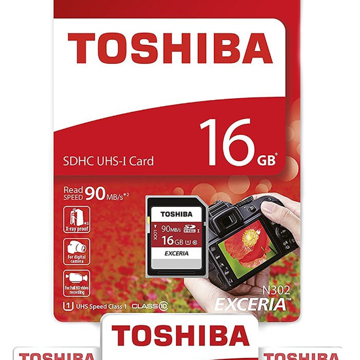 TOSHIBA THN-N302R0160A4 Exceria 16 GB SDHC Class 10 90 MB/s  Memory Card Compatible with Camera