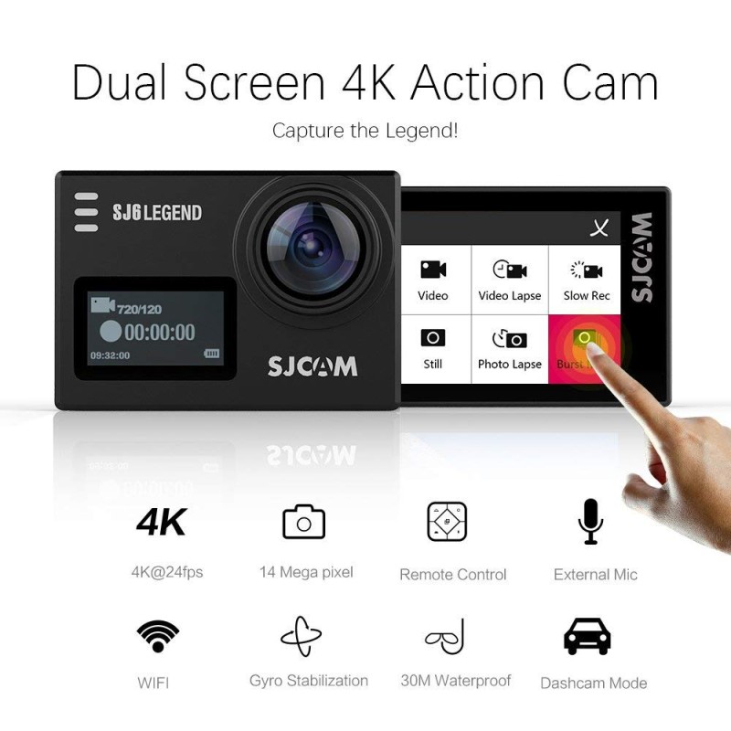 SJCAM SJ6LEGEND 4K WiFi Action Camera 2.0 Touchscreen/0.9 Front LCD Screen Gyro Stabilization