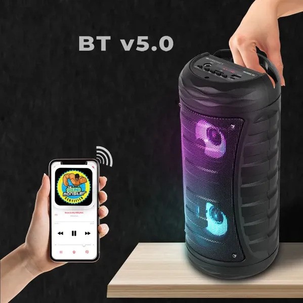 ZEBRONICS Zeb Barrel-90 15 W Bluetooth Home Audio Speaker (Multi Colour LED, Stereo Channel)