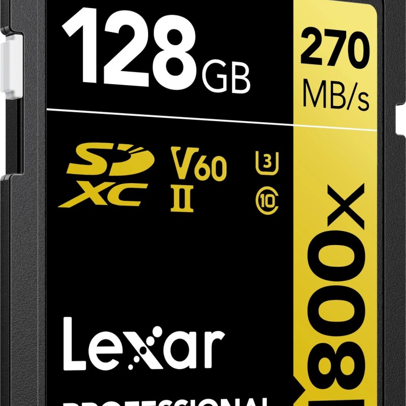 Lexar LSD1800128G-BNNNG Professional 1800x 128 GB SDXC Class 10 270 MB/s  Memory Card Compatible with Camera