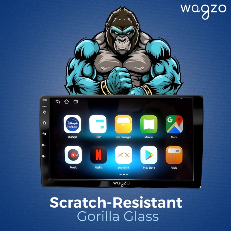 Wagzo 9 Inch Car Android TS7 2GB+32GB, 4th Gen, 4 Core, IPS Display, LED CAMERA|WAP-24 Car Stereo (Double Din)