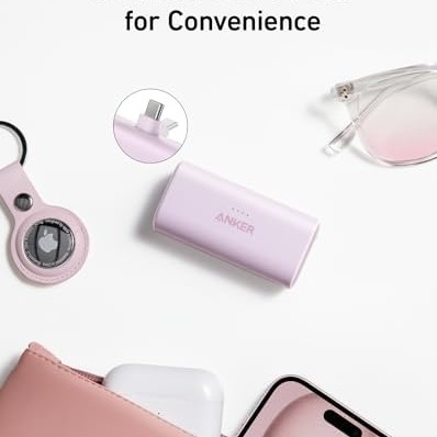 Anker Nano Power Bank, Mini Portable Charger with Built-In Foldable USB-C Connector, 5,000mAh Battery