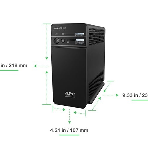 APC Back-UPS BX600C-IN 600VA / 360W UPS | Backup for WiFi Router, Desktop PC & CCTV | 3 Power Backup Outlets