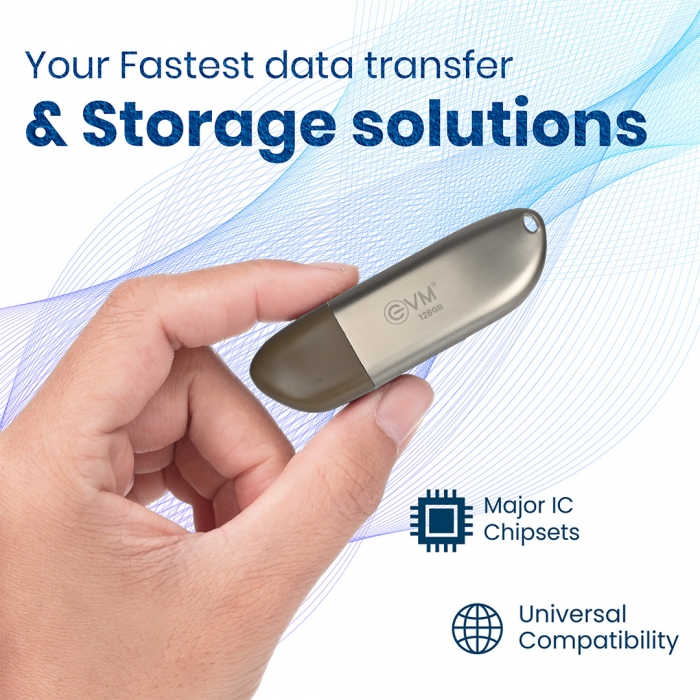 EVM 128GB ENSTORE+ DRIVE USB 3.2 GEN 1 (PENDRIVE) 128 GB Pen Drive Compatible with Desktop Computer, Laptop, Audio Player, Television USB 3.2 Metal Case (Gold)