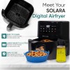 Solara Air Fryer 4.5L with 500ml 2-in-1 Glass Oil Sprayer, Set of 6 Silicone Basket, 360 High Speed Air Circulation, Air Fryer (4.5 L)