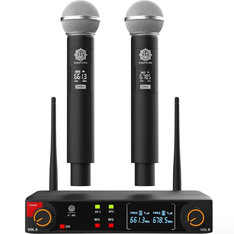 Digimore D-305 HH UHF Wireless Mic | 197ft Range |10Hrs Battery | Balanced XLR Output Microphone Output Microphone