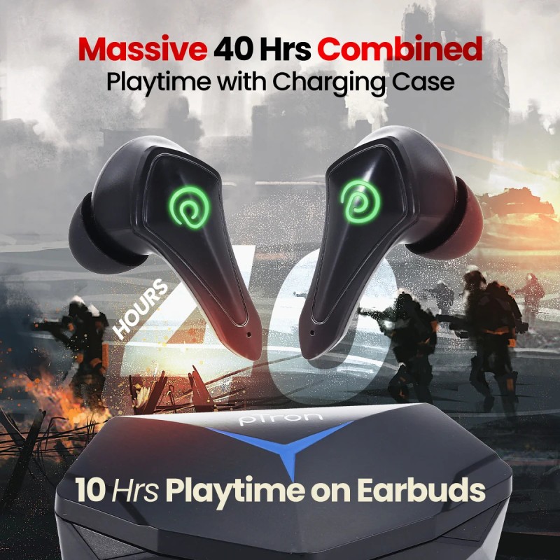 PTron Basspods Torq Gaming Earbuds with AI-ENC Calls, 40ms Low Latency, 40Hrs Playtime Bluetooth Headset (Yellow, True Wireless)