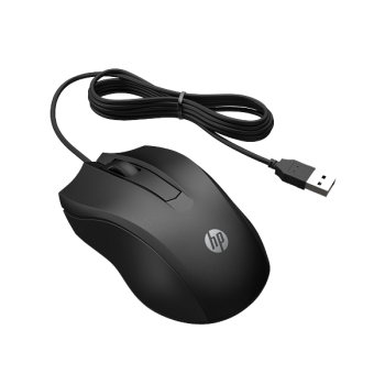 HP 100 Wired Optical Mouse 6VY96AA Wired Ambidextrous Optical Mouse (USB 3.0, Black)