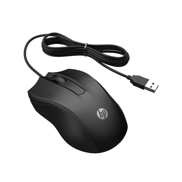 HP 100 Wired Optical Mouse 6VY96AA Wired Ambidextrous Optical Mouse (USB 3.0, Black)