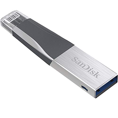 SanDisk iXpand Mini Flash Drive 64 GB OTG Drive Compatible with Desktop Computer, Tablet, Mobile, Laptop USB 3.0 (Grey, Type A to Lightning)