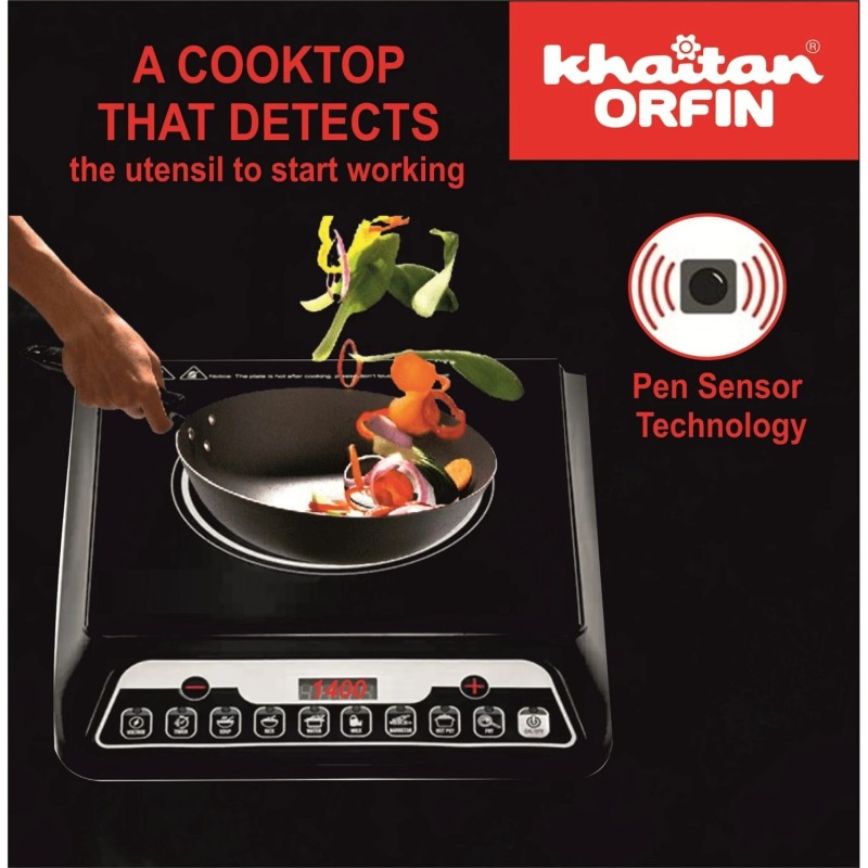 Khaitan Orfin 2000 W Induction Cooktop Touch Panel (Black, KO-432 | 2000 Watts Ultra Slim)