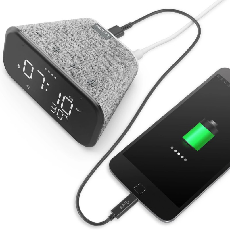 Lenovo Smart Clock Essential with Google Assistant Smart Speaker (Hemp Grey)