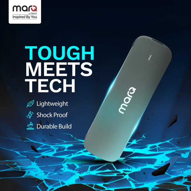 MarQ by Flipkart 2 TB External Solid State Drive (SSD) 1050 MB/s, USB 3.2, Compatible with Window, Mac OS, Android (Metallic Silver)