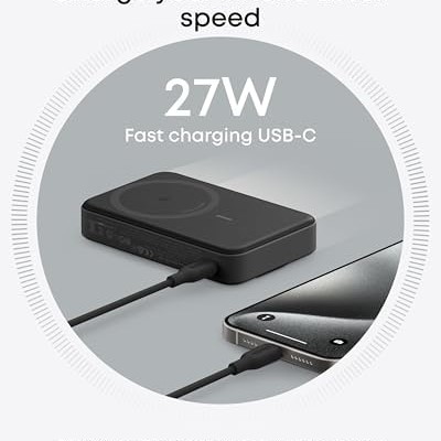 Anker MagGo Power Bank, Qi2 Certified 15W Ultra-Fast MagSafe-Compatible Portable Charger, 10,000mAh Battery Pack