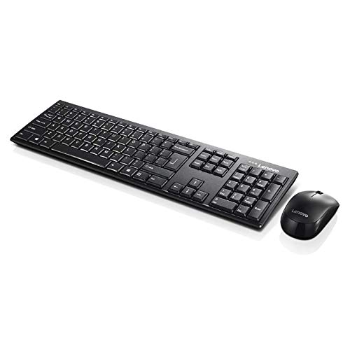 Lenovo 100 Wireless Keyboard and Mouse Set, Ambidextrous 1000 DPI Mouse Optical Sensor GX30L66303