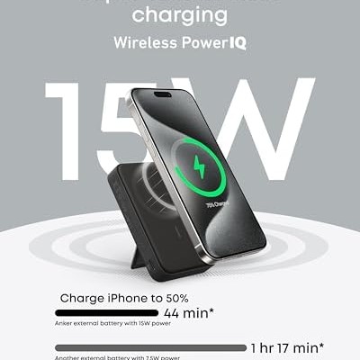Anker MagGo Power Bank, Qi2 Certified 15W Ultra-Fast MagSafe-Compatible Portable Charger, 10,000mAh Battery Pack