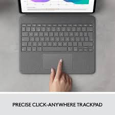 Logitech Combo Touch for iPad Pro 12.9-inch (5th gen) Bluetooth Handheld Tablet Keyboard Compatible with Desktop, Laptop, Mac KeyboardCase-Detachable Backlit Keyboard with Kickstand,Click-Anywhere Trackpad  (Grey)