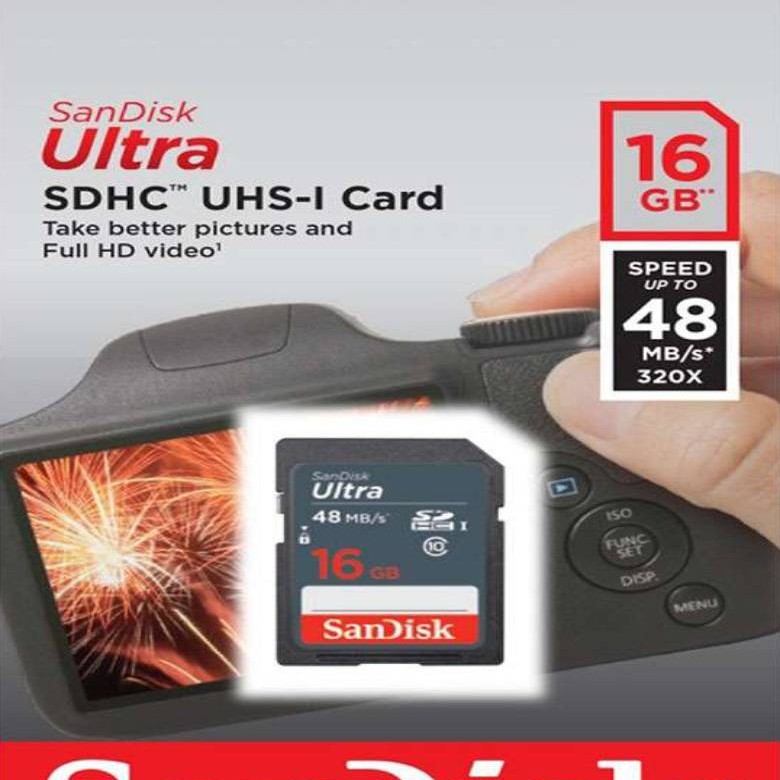 SanDisk Ultra SDHC UHS-I Card, 16GB, Speed up to 48 MB/s, Class 10