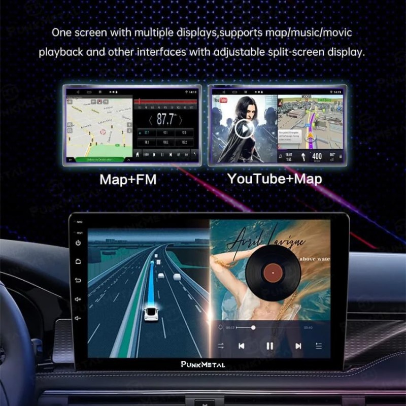 PunkMetal Android 2Din 7'' Inch Ultra HD Capacitive Polegadas Gorilla Touch Screen GPS Navigation AM/FM Radio