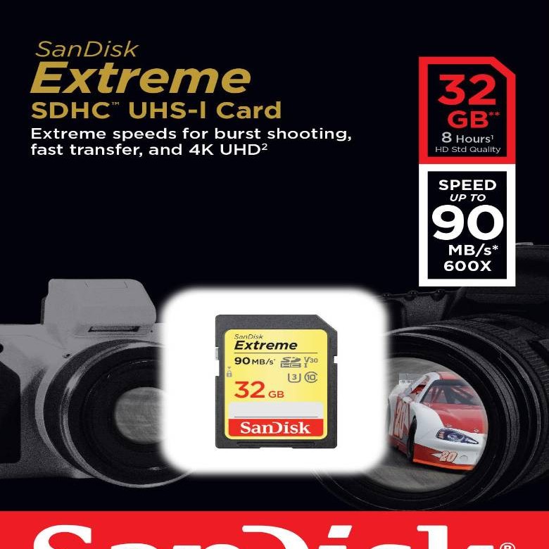 SanDisk Extreme 32 GB SDXC Class 10 90 MB/s  Memory Card Compatible with Camera, Computer (SDSDXVE-032G-GNCIN)