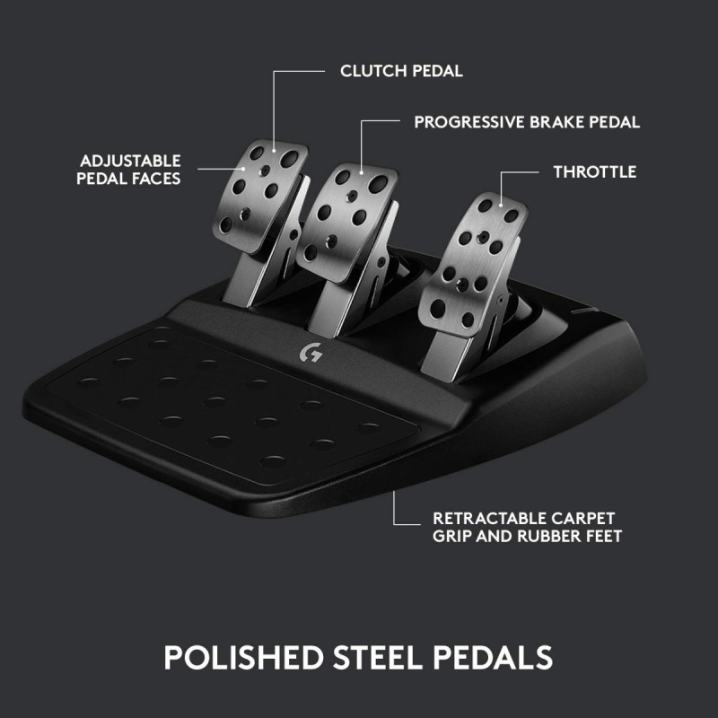 Logitech G923 Racing Wheel and Pedals, TRUEFORCE Feedback, Responsive Driving Design Mac - Black