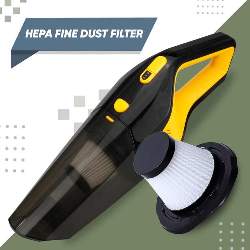 GoMechanic Car Vacuum Cleaner - Portable 2 in 1 Wet & Dry Cleaner for Car with High Suction Power 6000PA (Neutron 6000, Black & Yellow)