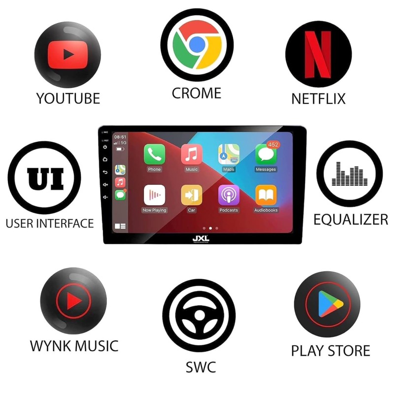 JXL 9 Inch Car Android Double Din Player 2GB/32GB Capacitive Touch Screen Quad Core Proceessor 1080P HD Screen JXL-Android-9