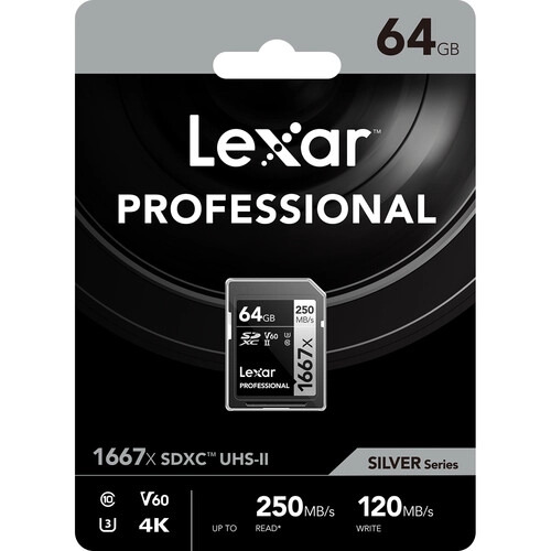 Lexar Professional 1667x SD Card 64GB, SDXC UHS-II Memory Card