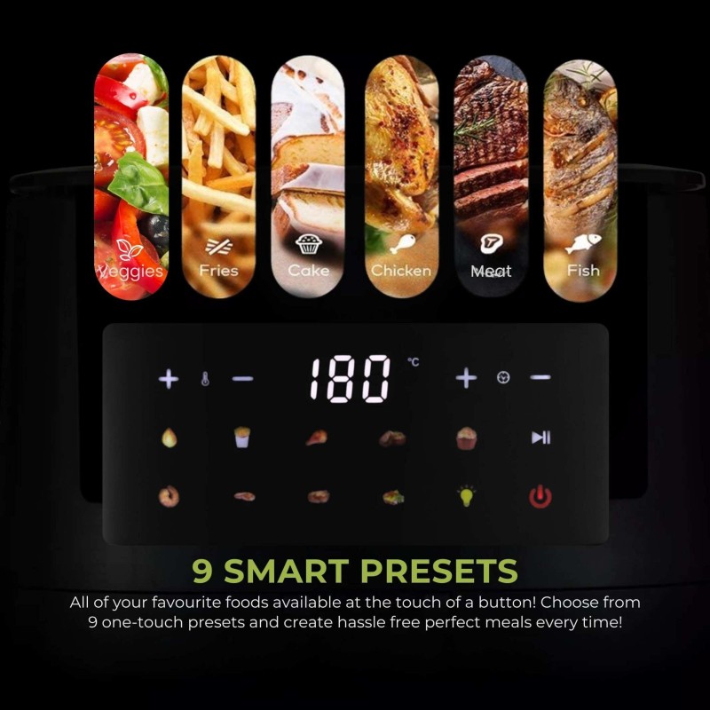 Tower Vortx Digital Vision 6.3L | 1600W | 9 Preset Menus | Bake, Grill & Roast | Digital Touch Display | Rapid Air Circulation Technology Air Fryer (6.3 L)