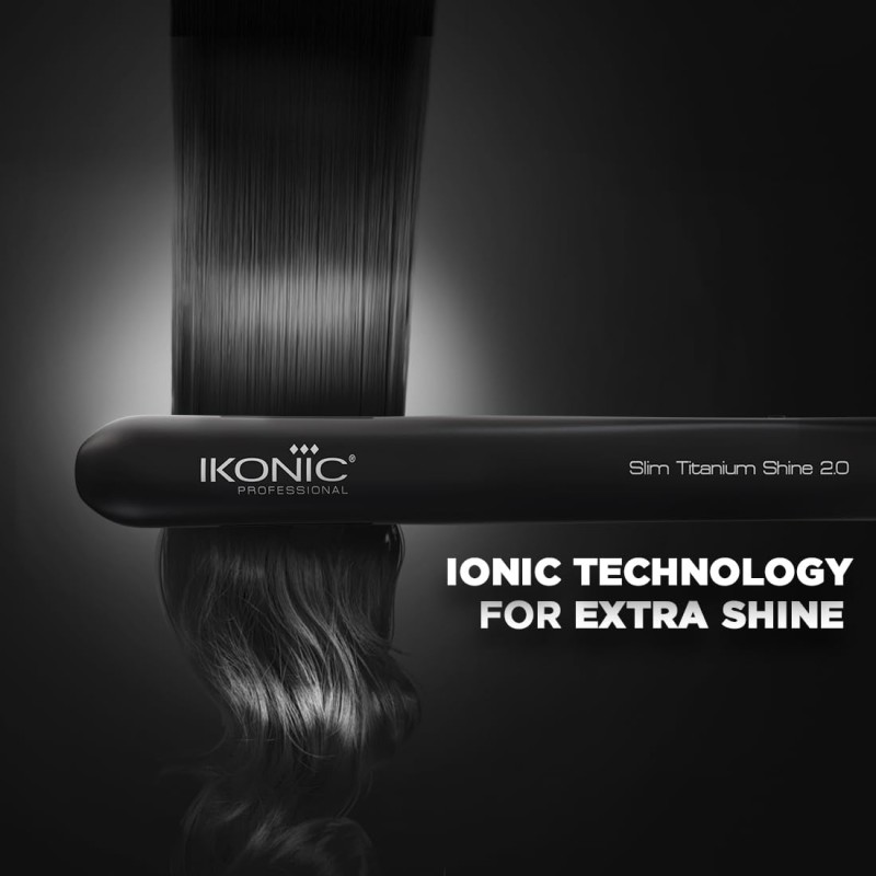 Ikonic Professional Women Hair Straightener with Auto ShutOff Technology Slim Titanium Shine 2.0 Hair Straightener (Black)