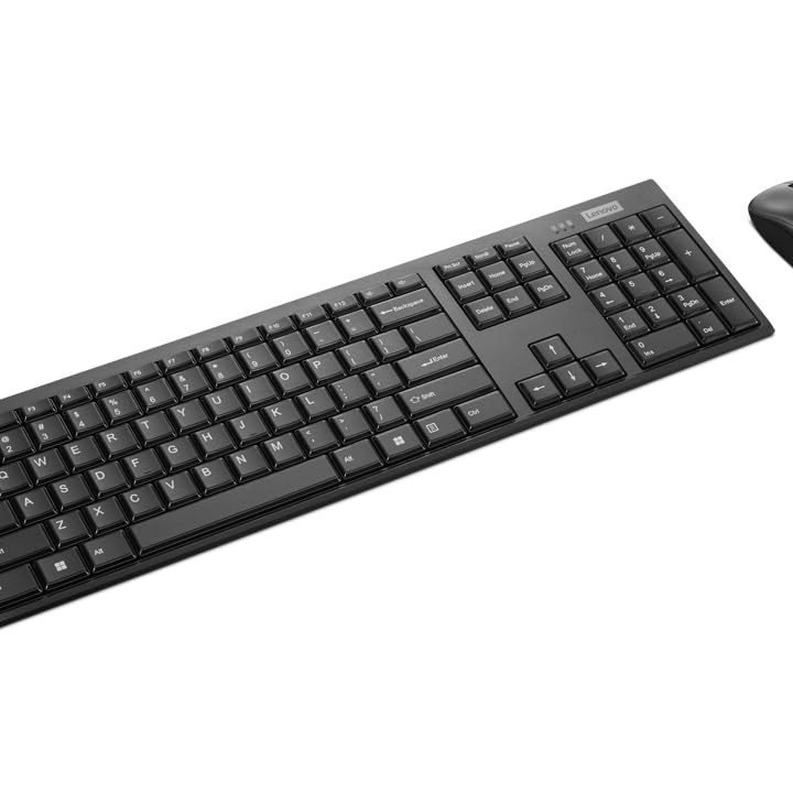 Lenovo 100 Wireless Keyboard and Mouse Set, Ambidextrous 1000 DPI Mouse Optical Sensor GX30L66303