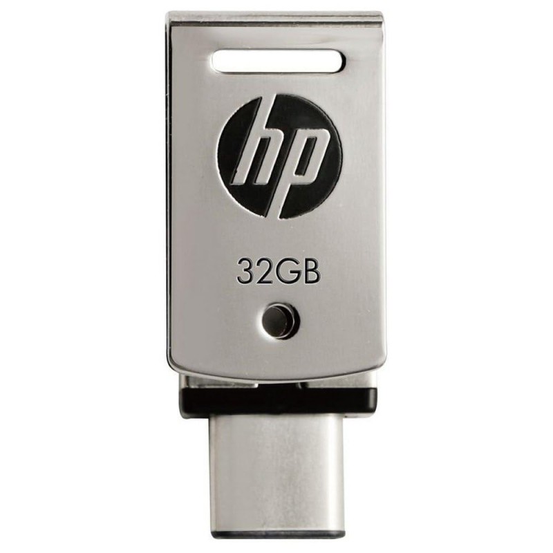 HP X5000M 32 GB OTG Drive Compatible with Netbook, Tablet, Mobile, Television USB 3.1 Metal Case (Silver, Type A to Type C)