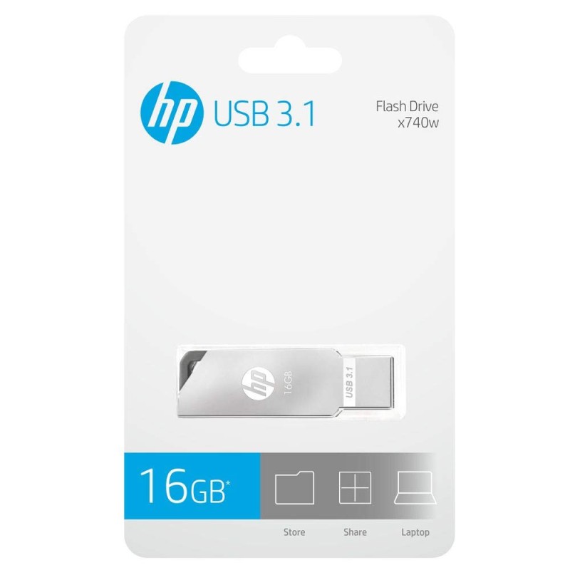 HP x740w 16 GB Pen Drive Compatible with Desktop Computer USB 3.0 Metal Case (Grey)