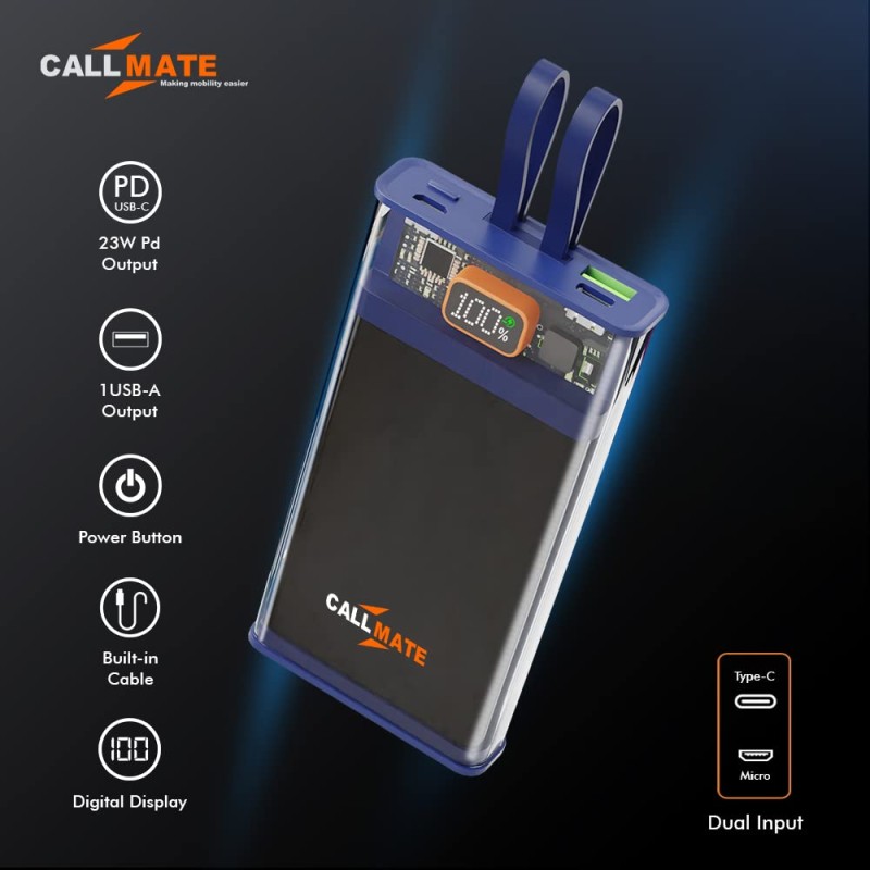 Call mate Callmate 23W Power Bank (Transparent, Lithium Polymer) C-Thru DX135