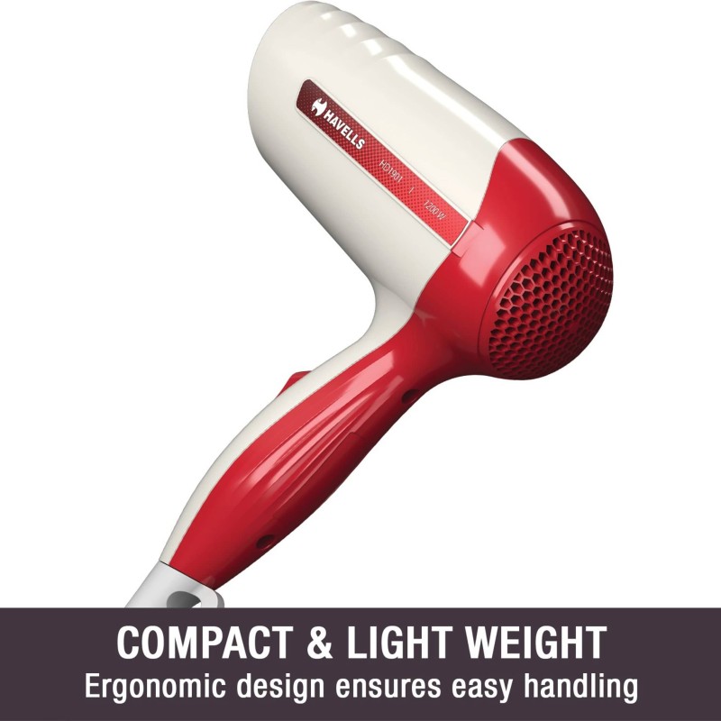 HAVELLS HD1901 Hair Dryer (1200 W, White & Red)